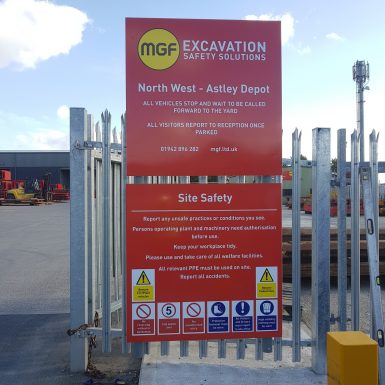 Flat panel signage - MGF Excavation safety solutions
