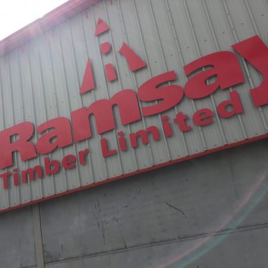 Red Aluminium Composite CNC cut Letters - Ramsay Timber