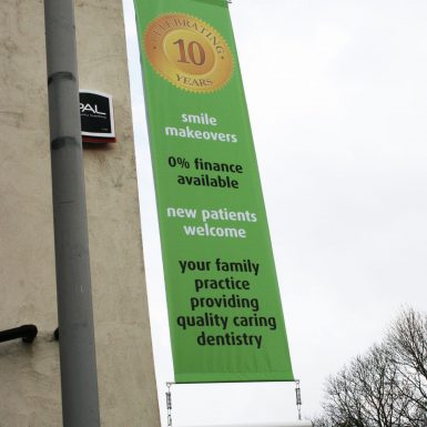 Drop Banner on Projecting Arm - Ribble Dental