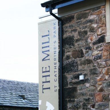 Double sided projecting banner - St Catherines - The Mill