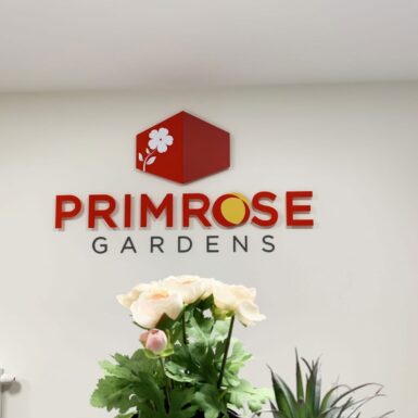 Reception signage - primrose Gardens