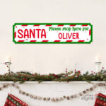Personalised Christmas family name sign standard - green and red