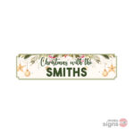Personalised Christmas family name sign standard - gold and green