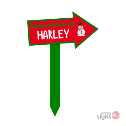 Personalised Christmas family name sign with stake - Snowman