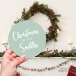 Personalised Christmas family name sign wreath - pastel green