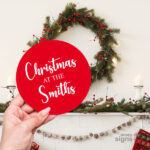 Personalised Christmas family name sign wreath - red