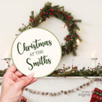 Personalised Christmas family name sign wreath - gold