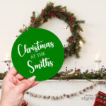 Personalised Christmas family name sign wreath - green