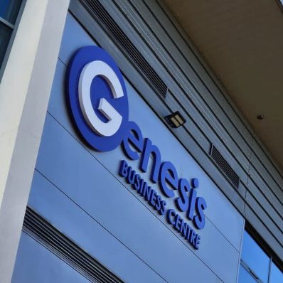 Genesis - powder coated halo illuminated letters stand off locators