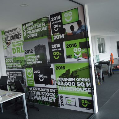 ao.com project sales office digitally printed full colour wallpaper graphics