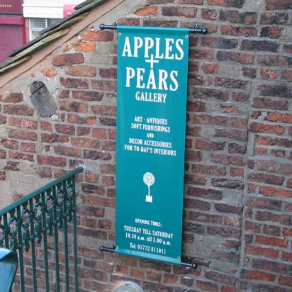 Apples and Pears digitally printed PVC banner with pole pockets