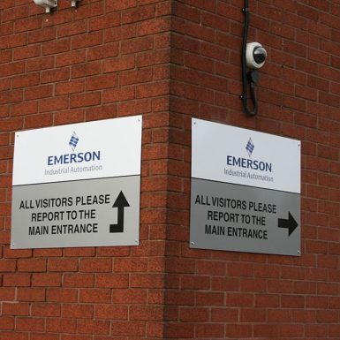 Asco EMERSON - exterior flat panel wayfinding signs
