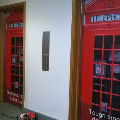 ASONS lift doors digitally printed full colour graphics