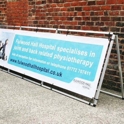 Fulwood Hall Hospital aluminium banner frame stand full colour digital printed artwork