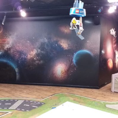 Lego Land digitally printed vinyl full colour space themed wallpaper