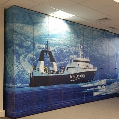 Royal Greenland storage wall digitally printed vinyl wallpaper covering cupboards