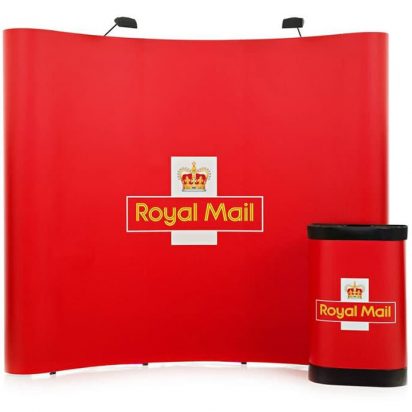 Royal Mail curved pop-up stand and presentation stand