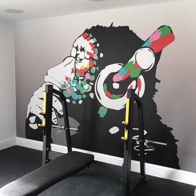 Squirrel Gym full colour digitally printed vinyl wallpaper