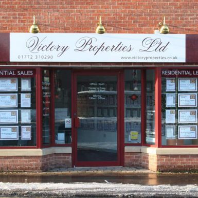 Victory Properties Ltd estate agent - digitally printed sign tray-and swan lights.