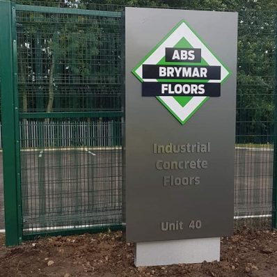 ABS Brymar Floors - totem with stand-off letters and logo
