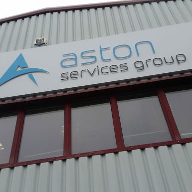 Aston Services - sign tray with stand off letters to face