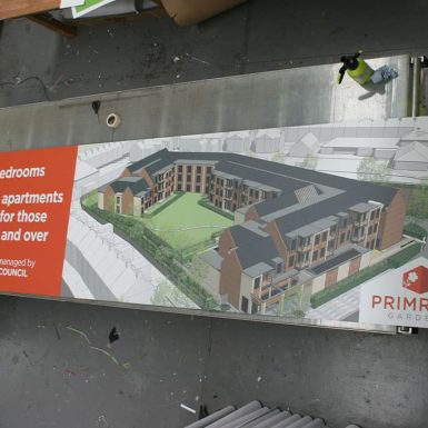 Chorley Council Primrose Gardens - hoarding panels UV printed direct to board
