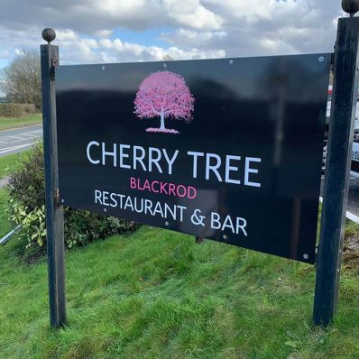 Cherry Tree Blackrod - digitally printed aluminium sign mounted on existing posts