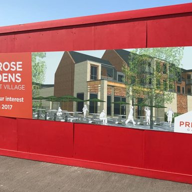 Chorley Council Primrose Gardens - hoarding with digitally printed UV panels