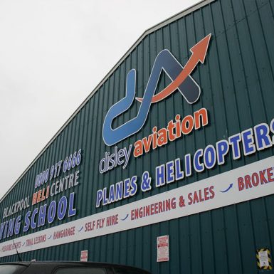 Disley Aviation - stand-off Dibond letters with a mix of cut and printed vinyl