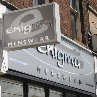 Enigma Menswear - illuminated projecting sign