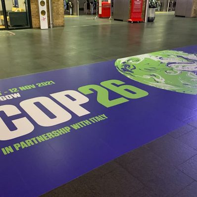 Glasgow Cop26 - full colour digitally printed ant-slip floor graphics