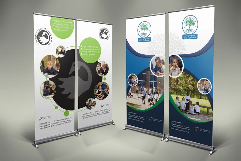 primary-school-pop-up-banners Gossops Green Primary School - 800mm digitally printed PVC pop-up banners