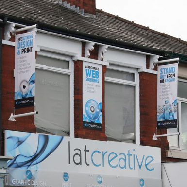 Lat Creative - digitally printed double sided PVC banners on projecting poles