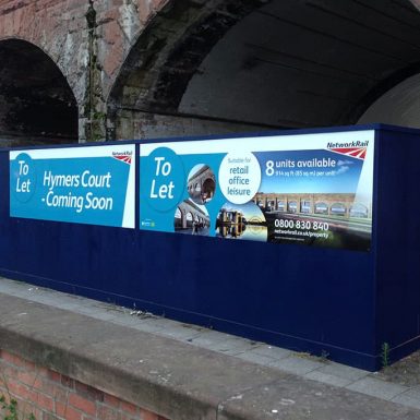 National Rail - hoarding with direct UV printed panels
