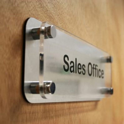 Poppy Signs - internal plaque door sign with stand off locators.