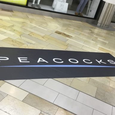 Shopping Mall Peacocks - digital printed self adhesive anti-slip vinyl floor graphics
