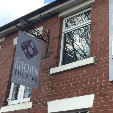 The Kitchen Theatre - hanging sign with digitally printed graphics