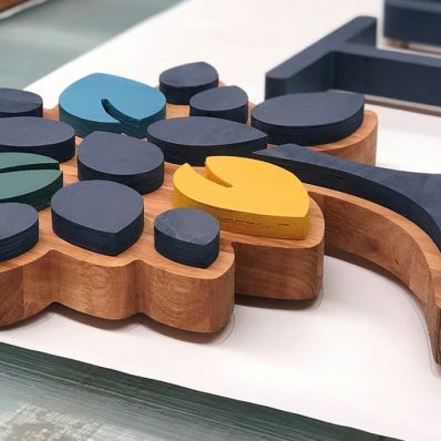 Treis - CNC and laser cut timber sign
