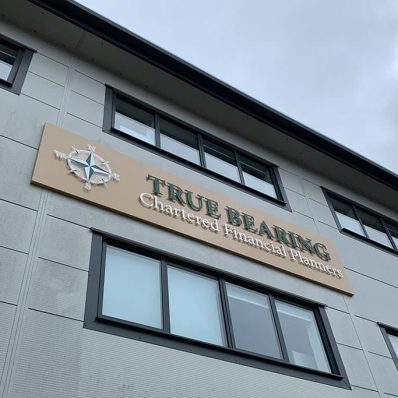 True bearings - sign tray with stand off acrylic lettering