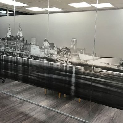 Anthony James - meeting room frosted vinyl window graphics