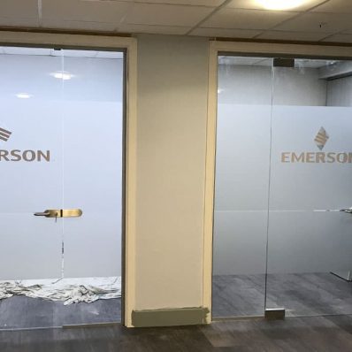 Asco Emerson - frosted window etched effect graphics