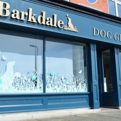 Barkdale - UV printed window graphics contour cut on clear vinyl