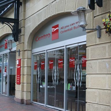 Centro - frosted and cut vinyl window graphics