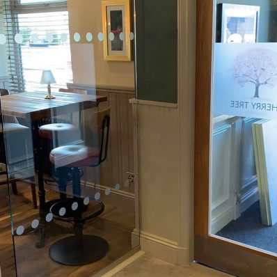 Cherry Tree Blackrod - digitally printed frosted vinyl graphics