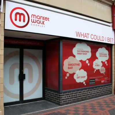 Chorley Council Market - walk full colour window wraps