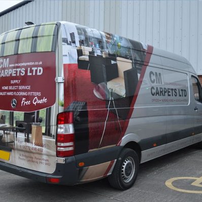 CM Carpets Ltd - part wrap with cut vinyl vehicle graphics
