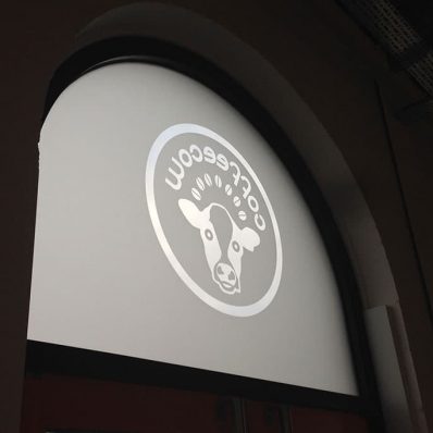 Cowshed - frosted etched effect window graphics