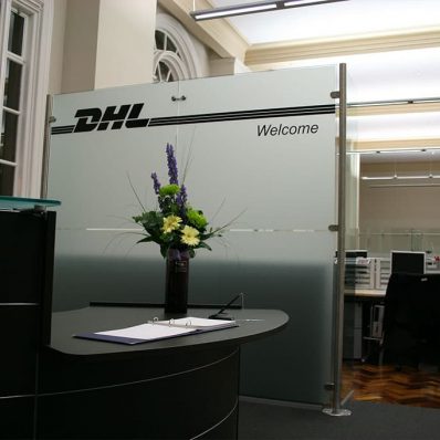 DHL Port of Liverpool - frosted vinyl with printed window graphics
