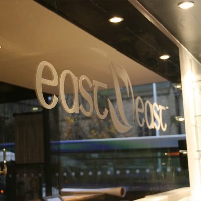 East Z East - internal frosted window graphics on mirror