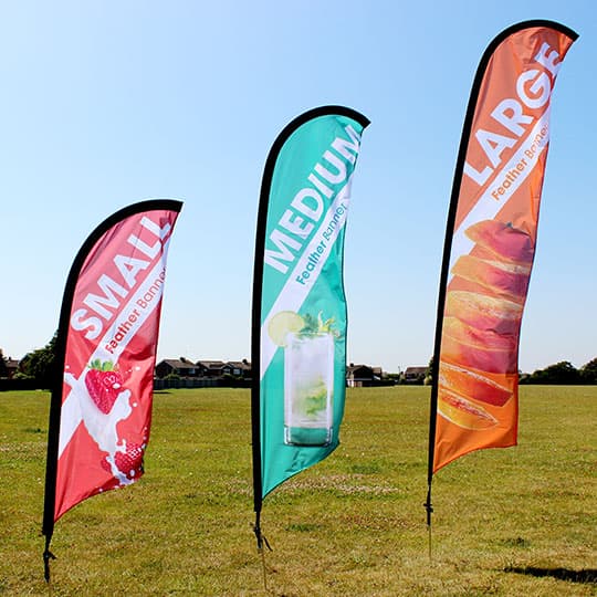 Flying feather display flags - banner